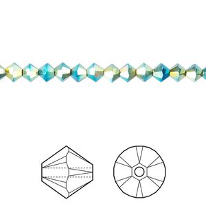 Bead 48pk jet AB 2X, Crystal Passions® 4mm bicone 5328