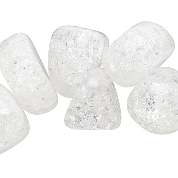 Bead, crackle glass, transparent clear, extra-large chip. Sold per 15-inch strand. image number 0