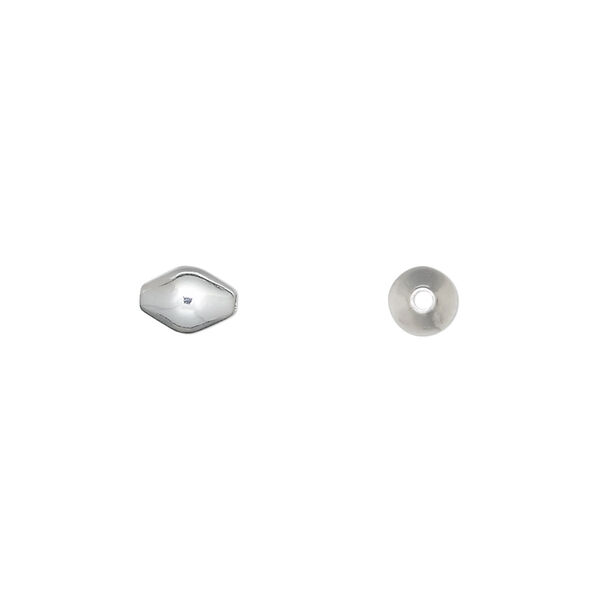 Bead, silver-plated brass, 7x5mm double cone. Sold per pkg of 100. image number 0