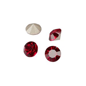 Chaton 48pk light Siam foil back, Preciosa MAXIMA Czech crystal rhinestone 8.16-8.41mm 15-cut faceted round SS39