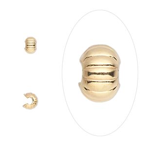Crimp cover, gold-plated brass, 4mm corrugated round. Sold per pkg of 500.