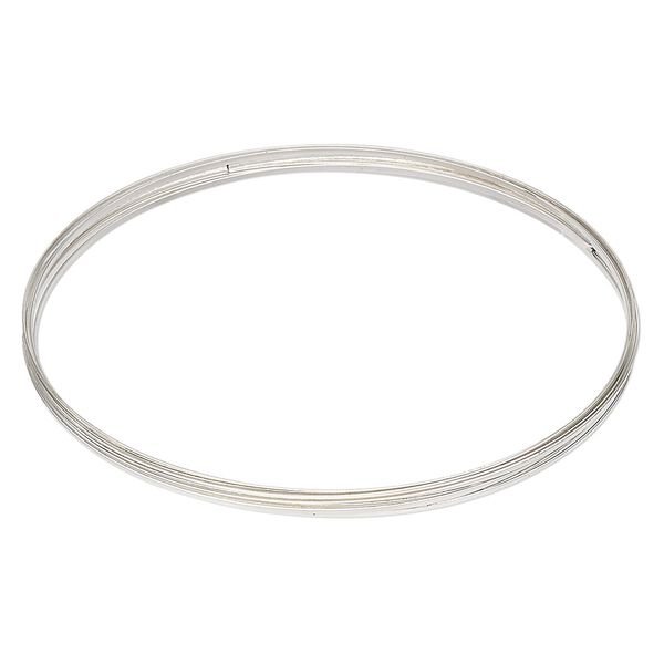 Memory wire, Beadalon®, silver-plated carbon steel, 3-5/8 inch flat necklace, 1x0.5mm-1.2x0.6mm flat. Sold per 0.35-ounce pkg, approximately 7 loops. image number 0