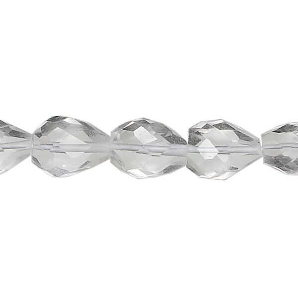 Quartz crystal 1pkg1, hand-cut faceted almond bead natural 15.5-16 inch 12x8mm image number 0