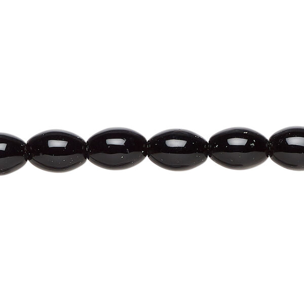 Black agate 1pkg1, oval bead C grade, 15 inch 8x6mm-9x7mm image number 0