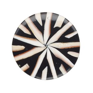 Focal, luanos shell (assembled), 30mm top-drilled round with star, Mohs hardness 3-1/2. Sold individually.