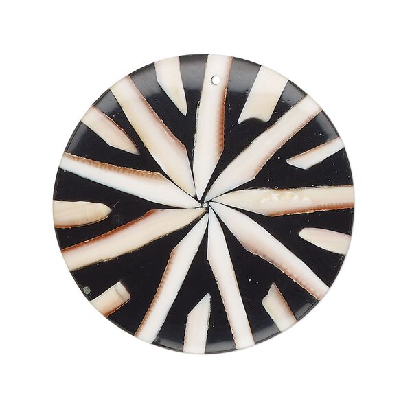 Focal, luanos shell (assembled), 30mm top-drilled round with star, Mohs hardness 3-1/2. Sold individually. image number 0