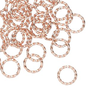 Jump ring, copper, 10mm hand-cut twisted round, 7.5mm inside diameter, 16 gauge. Sold per pkg of 50.