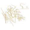 Earring finding assortment 1pkg60 gold-plated, 16mm fishhook ear wire / 1.125 inch head pin / 4mm jump ring, 22 gauge brass image number 0