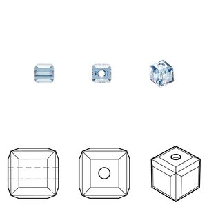 Bead 48pk cool blue, Crystal Passions® Regenerated 4mm cube 5601