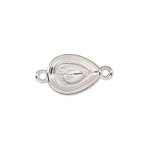 Link, Almost Instant Jewelry®, silver-plated "pewter" (zinc-based alloy), 16x12mm teardrop with 14x10mm pear setting. Sold per pkg of 2.