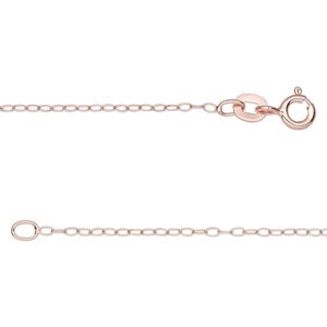 Chain 1pkg1 rose gold-plated sterling silver cable, 1.2mm / springring clasp, Gossamer™ 18 inch