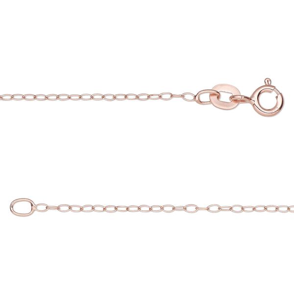 Chain, Gossamer™, rose gold-plated sterling silver, 1.2mm cable, 18 inches with springring clasp. Sold individually. image number 0