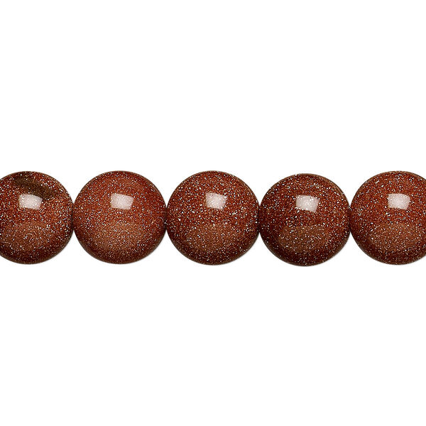 Bead, brown goldstone (glass) (man-made), 10mm round. Sold per 15-1/2" to 16" strand. image number 0
