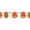 Carnelian 1pkg7, hand-cut top-drilled faceted puffed teardrop bead, 8x6mm-12x9mm light to medium image number 0