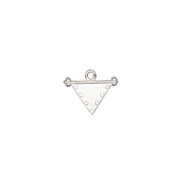 Drop, sterling silver, pkg/1, 13x8.5mm single-sided triangle, 7 loops. image number 0