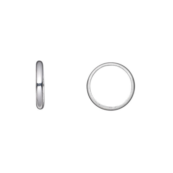 Jump ring, sterling silver, 12mm soldered round, 10mm inside diameter, 12 gauge. Sold per pkg of 4. image number 0