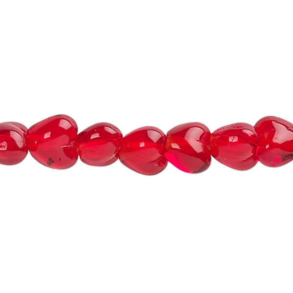 Bead, Preciosa, glass, transparent light red, 4mm heart. Sold per 15-1/2" to 16" strand. image number 0