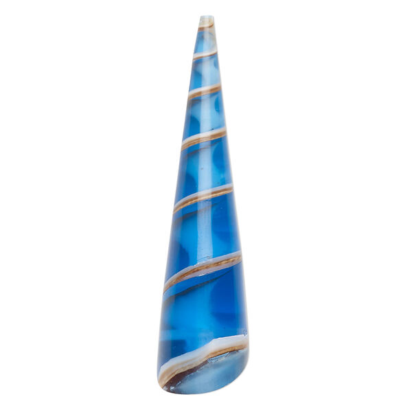 Focal, screw turritella shell (assembled), blue, 45x12mm top-drilled cone, Mohs hardness 3-1/2. Sold individually. image number 0