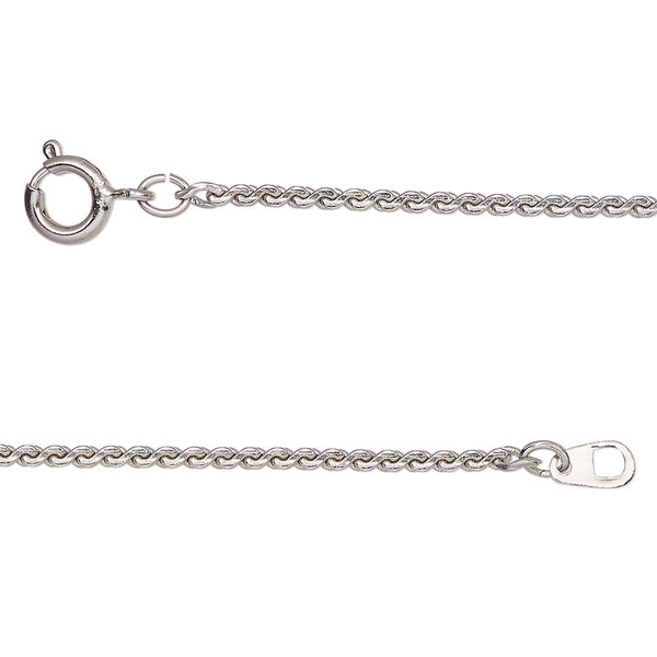 Chain, stainless steel, 1.5mm serpentine, 14 inches with springring clasp. Sold individually. image number 0