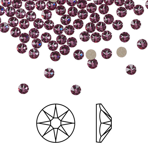 Flat back 144pk dark rose foil back, Crystal Passions® 3-3.2mm rose round SS12 2088 image number 0