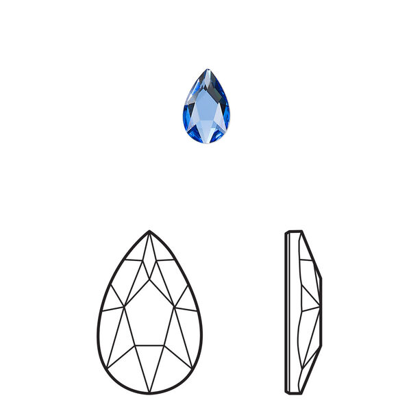 Flat back 6pk sapphire foil back, Crystal Passions® 8x5mm pear 2303 image number 0