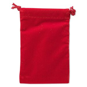 Pouch, velveteen, red, 4-1/2 x 3 inches with drawstring. Sold per pkg of 12.