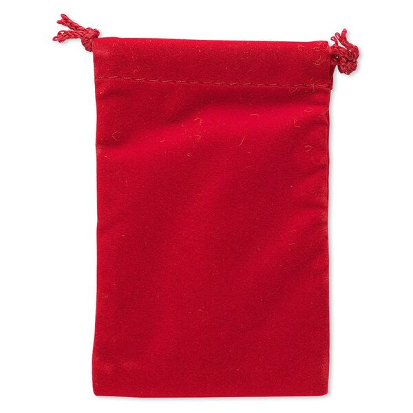 Pouch, velveteen, red, 4-1/2 x 3 inches with drawstring. Sold per pkg of 12. image number 0