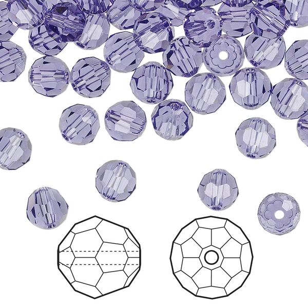 Bead 360pk tanzanite, Swarovski® 6mm round 5000 image number 0