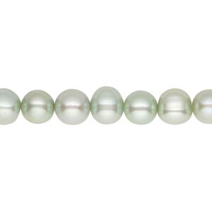 Pearl, cultured freshwater pearl (dyed), pkg/15-1/2 to 16 inches, 5-6mm potato, C grade, shamrock.