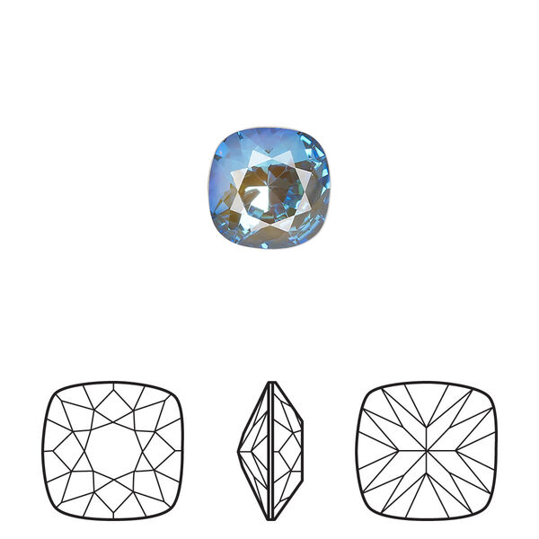 Fancy stone 2pk crystal army green DeLite, Crystal Passions® 10mm cushion 4470 image number 0