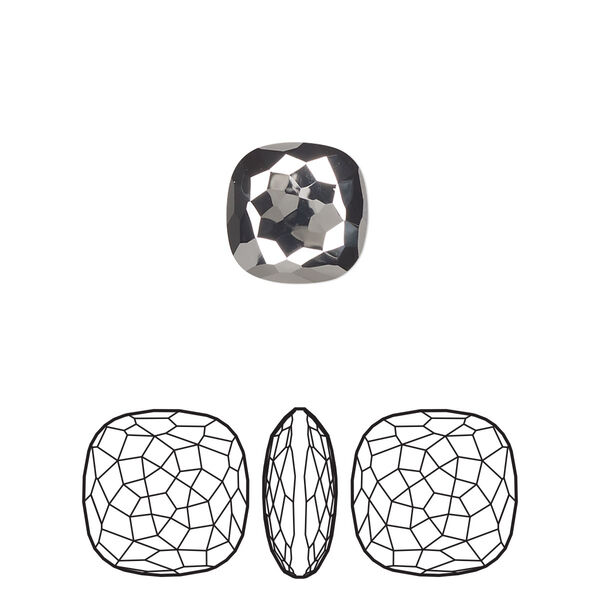 Fancy stone 2pk crystal silver night, Crystal Passions® 10mm thin cushion 4483 image number 0