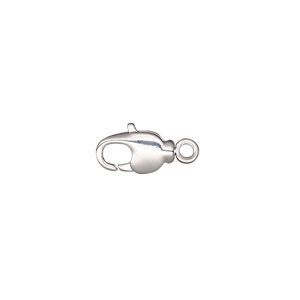 Clasp lobster claw 1pkg10 rhodium-plated, 11.5x6mm swivel, brass 1-strand
