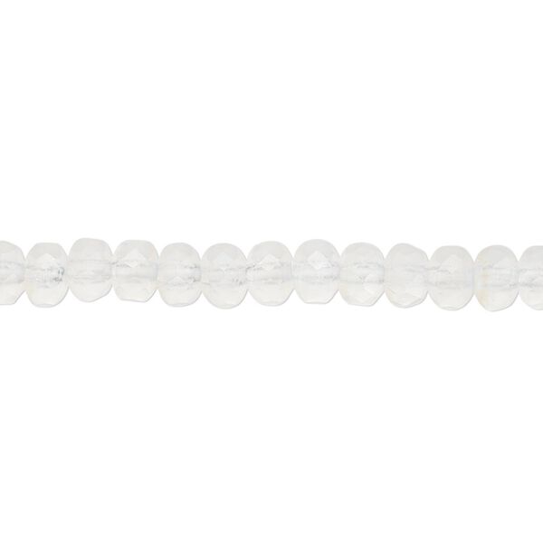 Bead, Czech fire-polished glass, matte opal AB, 5x4mm faceted rondelle. Sold per 15-1/2" to 16" strand. image number 0