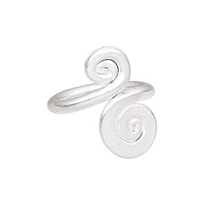 Ring, Hill Tribes, silver-plated copper, 25mm wide with double spiral design, size 7. Sold individually.