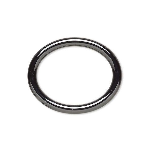 Component, zirconia ceramic, black, 27x22mm open oval with 21.5x16.5mm center hole. Sold individually. image number 0