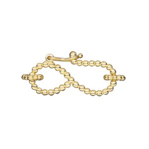 Clasp S-hook 1pkg1 sterling silver, 26x13.5mm dot / safety latch / 6mm 14 gauge closed jump ring, "vermeil" 1-strand