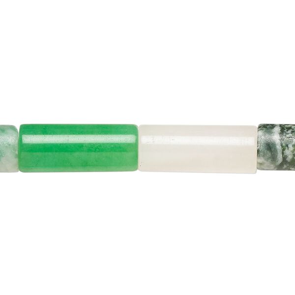 Multi-gemstone / glass 1pkg1, round tube bead 15 inch 17x7mm-19x8mm image number 0