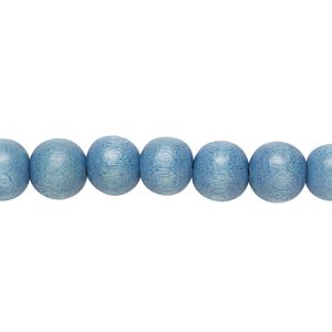 Bead, Taiwanese cheesewood (dyed / waxed), light blue, 7-8mm round. Sold per pkg of (2) 15-1/2" to 16" strands.