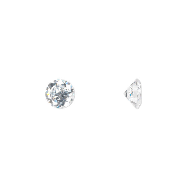 Gem, cubic zirconia, spinel white, 6mm faceted round, Mohs hardness 8-1/2. Sold per pkg of 2. image number 0