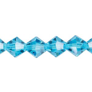 Bead 1pk transparent turquoise blue, Celestial Crystal® 10mm bicone 8 inch