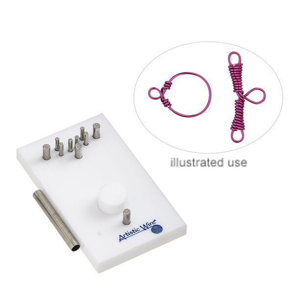 Jig, Artistic Wire® Findings Forms™, Beadalon®, toggle clasp, acrylic / steel / stainless steel, white and blue, 2 x 1-1/4 inch rectangle. Sold per 2-piece set. image number 0