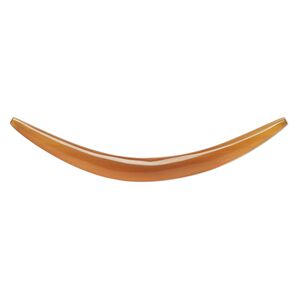 Component, horn (dyed), golden, 5-7mm wide, 2-1/2 x 1/2 inch to 2-3/4 x 3/4 inch undrilled flat curve with tapered 3.5-4.5mm ends. Sold individually.