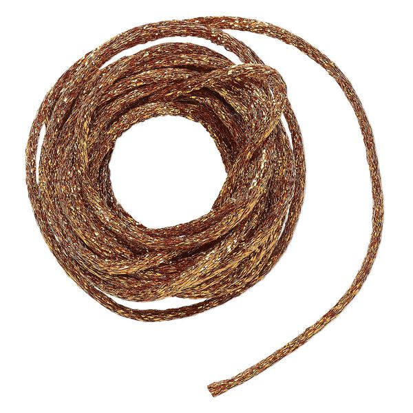 Cord, Satinique&trade;, satin, metallic copper, 2mm. Sold per pkg of 9-1/2 feet. image number 0