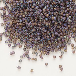 Seed bead, Delica®, glass, pkg/50g, #11 round, translucent matte rainbow brown (DB-0865).
