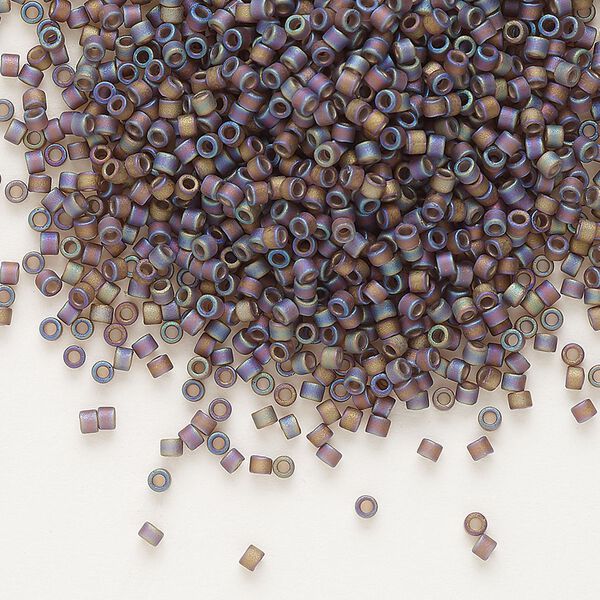 Seed bead, Delica®, glass, pkg/50g, #11 round, translucent matte rainbow brown (DB-0865). image number 0