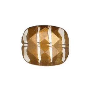 Bead, painted acrylic, semitransparent clear and brown, 23x20mm faceted rounded rectangle. Sold per pkg of 40.