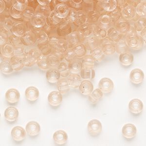 Seed bead, Miyuki, glass, pkg/250g, #6 rocaille, transparent pink mist (RR-155).