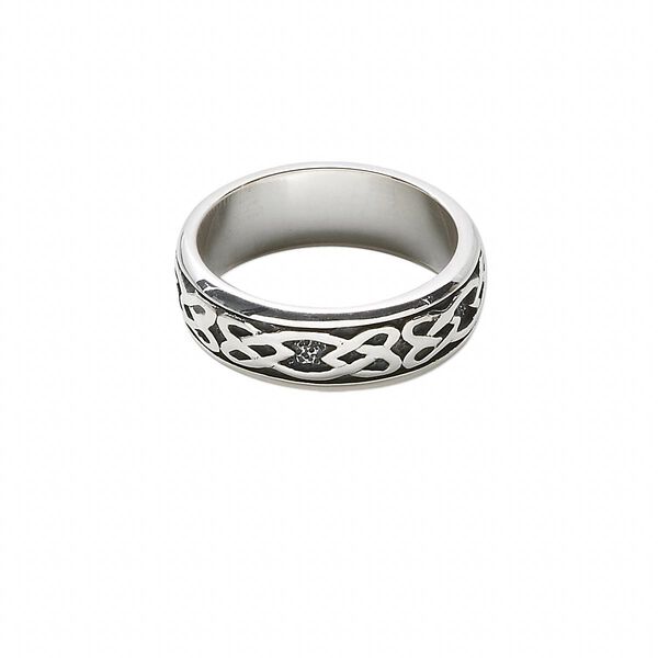 Ring, antiqued sterling silver, 7mm wide with Celtic knot design, size 10. Sold individually. image number 0