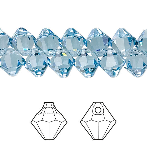 Drop 144pk aquamarine, Crystal Passions® 8mm pendant bicone 6301 image number 0
