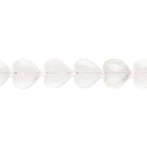 Rose quartz 1pkg21, hand-cut faceted puffed heart bead natural 9x8mm